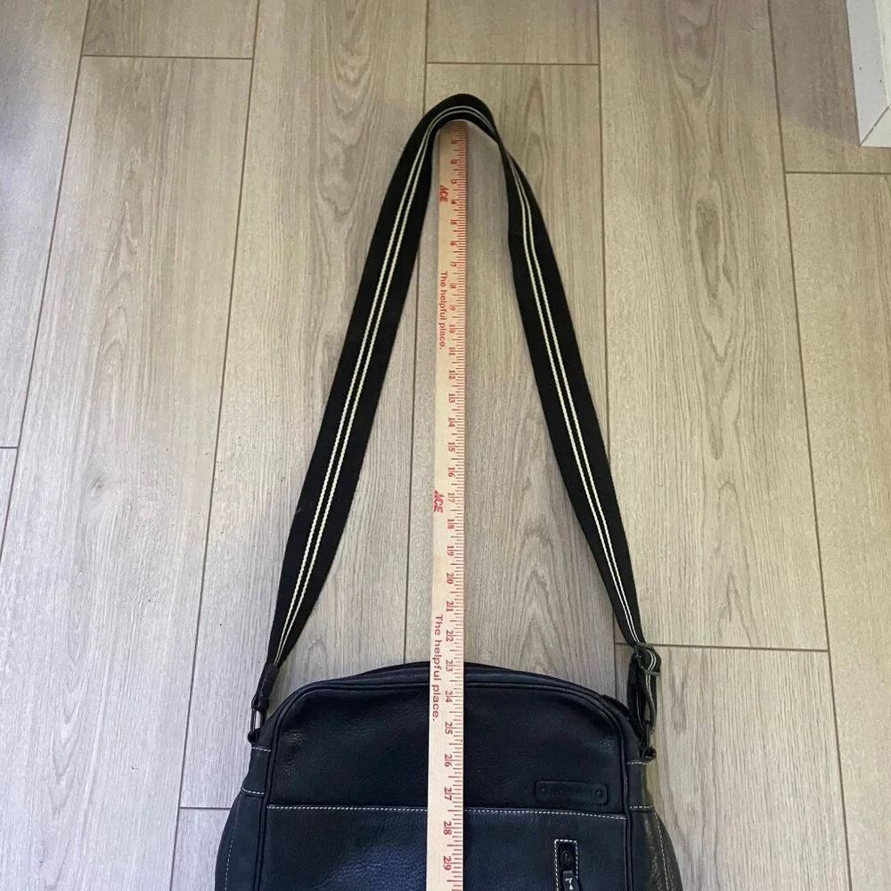 Storksak Leather Jamie Messenger Bag Shoulder Bag Black Dad Work Office